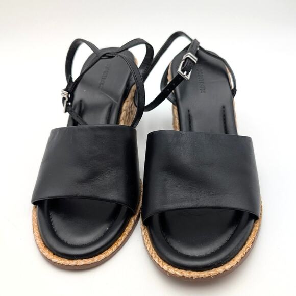 Nordstrom Arlene Ankle Strap Wedge Sandal Women's Black Size US7.5 EU38 - Picture 2 of 10